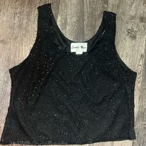Vintage 100% Silk Lining Camille Marie Black Beaded Top